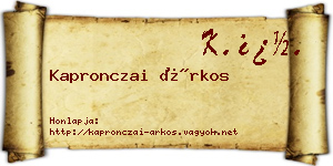 Kapronczai Árkos névjegykártya