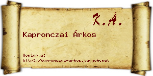 Kapronczai Árkos névjegykártya