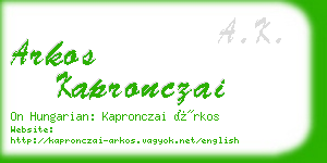 arkos kapronczai business card